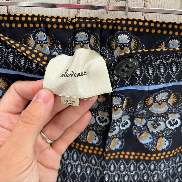 Elevenses Anthro Palazzo Geometric Multicolor Print Flowy Pants Womens Size 4 - Picture 3 of 8